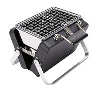 Alomejor Mini Parrilla de Carbón Plegable, Barbacoa de Mesa Portátil de Acero Inoxidable con Estuche Incorporado para Acampar, Picnic, Reunión Al Aire