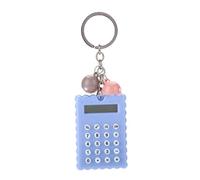 Alomejor Mini Pocket Calculator with Keychain Design (Blue) | Botones de silicona, pantalla de 8 bits, color caramelo, tacto suave, uso portátil