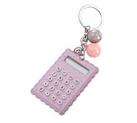 Alomejor Mini Pocket Calculator with Keychain Design (Gris Púrpura) | Botones de silicona, pantalla de 8 bits, color caramelo, tacto suave, uso portátil