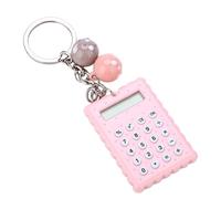 Alomejor Mini Pocket Calculator with Keychain Design (Pink) | Botones de silicona, pantalla de 8 bits, color caramelo, tacto suave, uso portátil
