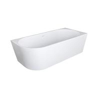 Aloni Bañera esquinera independiente 180 x 80 cm a la derecha, color blanco | Acrílico, desagüe central, bañera de pared, ahorro de espacio para montaje en esquina, independiente moderno