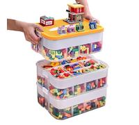 alouweekuky Caja Almacenaje para Lego con Tapa, 3 Capas Caja Almacenaje Plastico para Lego Organizadoras, Almacenamiento Apilables Transparente para Guardar los Juguetes de los Niños