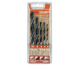 Alpen 9084015 estuche brocas madera 5 piezas, negro, ø 4-10 mm