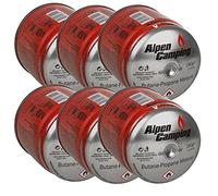 Alpen Camping IK006 6 cartuchos de gas de 400 ml/190 g, cartucho de gas butano para hornillo de gas, hornillo de camping, quemador Bunsen, quemador de soldadura, sistema de bloques de gas EN417 (6)