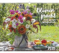 Alpha Edition - Blumenpracht 2026 - Calendario de pared de 52 × 42,5 cm con 12 brillantes motivos florales, calendario floral de alta calidad para salón, cocina y oficina, regalo ideal para los