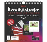 Alpha Edition - Calendario creativo M 2 en 1 negro y blanco 2026 - Calendario de manualidades M (21 x 22 cm) con diseño a ambos lados y espacio para fotos, ideal para pintar y manualidades, incluye