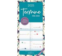 Alpha Edition - Fechas para planificador familiar de 2 colores, 22 x 45 cm, calendario familiar con 2 columnas para citas, hoja de pegatinas, calendario de 100 años, fechas de vacaciones DE/AT/CH y