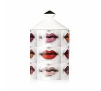 AlphaDesignLuxe Portavelas italiano hecho a mano, jarrón de arte moderno con diseño de cara femenina, elegante tarro de aromaterapia para decoración de mesa (labios de seis colores)