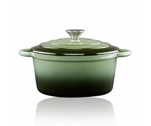 Alpina Cacerola de hierro fundido esmaltado verde 3,8 l