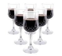 alpina Copas de Vino 6 Piezas - Vasos Plastico Duro de 200ml - Copa de Vino con Efecto Cristal - Vasos Plastico Duro Reutilizable - Lavable a Mano - Transparente