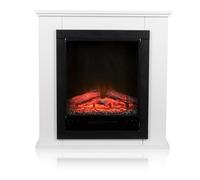 Alpina Geneva Chimenea Eléctrica - Chimenea Decorativa con Calefacción, Panel de Control y Temporizador - Estufa Eléctrica Independiente con Llama LED - 1800W - Blanco