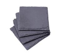 Alpina Juego de 4 Posavasos Cuadrados de Pizarra para Bebidas, Mesa, hogar, Pub, Bar