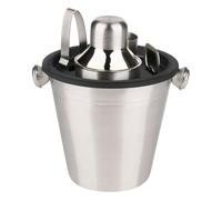 alpina Juego de cóctel de 5 piezas, coctelera de acero inoxidable con cubo de hielo, coctelera con accesorios y abrebotellas, 250 ml