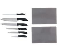 alpina- Juego de cuchillos - 8 piezas - cuchillo de chef, cuchillo de trinchar, cuchillo de deshuesar, cuchillo universal y cuchillo de pelar - con afilador de cuchillos - tablas de cortar