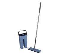 Alpina Juego de fregona y Cubo, Limpiador de Suelos, Incluye 2 paños de Microfibra, para Suelos Duros, rotación de 360°, Color Azul