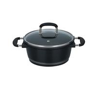 alpina Sartén de 20 cm de diámetro, 2,2 l, cacerola, todas las fuentes de calor, con tapa, apta para lavavajillas, color negro
