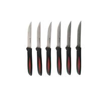 alpina Set de Cuchillos de Cocina - Cuchillos para Carne - Set de 6-23 CM - Acero Inoxidable - Dentado - Negro