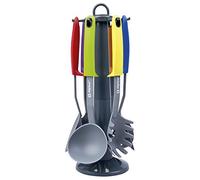 alpina Utensilios de Cocina - Set de Utensilios en Soporte - 7 Piezas - Espátula - Cucharón - Espumadera - Cucharón de Sopa