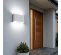 Alpinaluz Aplique de Pared Exterior LED 12W, Aluminio Blanco y Cristal Mate, Luz Bidireccional Arriba y Abajo 4000K, IP54, Para Dormitorio, Baño, Patio y Exteriores Cubiertos