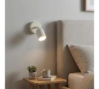 Alpinaluz Aplique de Pared Orientable GU10 en Acero Crema Blanco - Foco Basculante Moderno para Dormitorio, Lámpara de Lectura Minimalista para Pared Interior en Salón y Hotel
