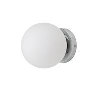 Alpinaluz Aplique de Pared y Lámpara de Techo Nórdico Minimalista, Pantalla en Forma de Bola de Cristal Opal Hecho a Mano, Protección IP44, Para Interiores y Exteriores Cubiertos, Acabado en Cromado