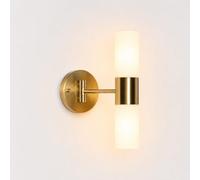 Alpinaluz Aplique Pared E14 Dorado Vidrio Opal Doble Luz IP44 30 cm | Brazo orientable horizontal o vertical, acabado dorado y doble difusor para baño, espejo, pasillo, dormitorio y tocador