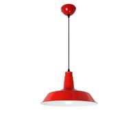 Alpinaluz Lámpara Colgante de Techo - Estilo Nórdico Industrial, Aluminio Ligero, Interior Blanco, Rojo Brillante, Casquillo E27, Iluminación para Salón, Comedor, Cocina, Negocios