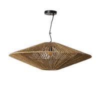 ALPINALUZ Lámpara Colgante Oasis de Fibra Vegetal Trenzada Ø80 cm E27, Pantalla Grande Estilo Boho Natural para Comedor, Salón y Restaurante