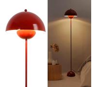 Alpinaluz Lámpara de Pie de Acero con Pantalla Abovedada - Estilo Moderno, Nórdico y Retro - Luz Indirecta - Casquillo LED E27 - Interruptor de Pie para Salón, Dormitorio o Comedor (Rojo)