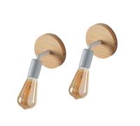 Alpinaluz Pack de 2 Apliques de Pared Blancos de Madera Giratorios - Casquillo E27, Diseño Nórdico Moderno y Natural, Montaje en Pared o Techo para Dormitorio, Salón o Pasillo