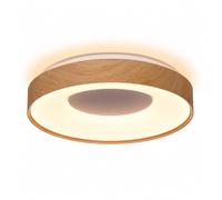 Alpinaluz Plafón LED 30W 3000lm CCT 3000K 4000K 6000K D38,5 cm Madera | Diseño de anillo luminoso con efecto madera, difusor roscado y disco metálico para salón, comedor, cocina y dormitorio