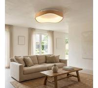 Alpinaluz Plafón LED de Techo Efecto Madera Ø40 cm - 36 W, Luz Seleccionable CCT 3000K/4000K/6000K - Diseño Ondulado Irregular de Acero Imitación Madera con Difusor Acrílico Opal para Salón