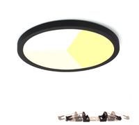 Alpinaluz Plafón LED Negro 24W Ø300mm - Downlight LED Empotrable o Superficie, Ultra Fino 17mm, 2400lm, CCT 3000K/4000K/6000K, Corte Ø65-270mm, IP44, Diseño Moderno Minimalista