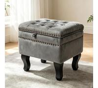 AlpineAura Taburete con espacio de almacenamiento, taburete de tocador, reposapiés con espacio de almacenamiento, soporta hasta 200 kg, para salón, dormitorio, dormitorio (gris, 44 × 37,5 × 42 cm)