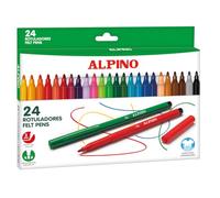 Alpino Rotuladores de Colores 24 unidades – Punta 3 mm, tinta súper lavable y de larga duración