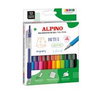 Alpino - Bolígrafos retráctiles Line Gel 0.7 - Caja 12 - Colores surtidos - Tinta de gel suave