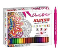 Alpino Color Experience 36 Rotuladores Dual Artist Doble Punta: Punta Pincel y Punta Fina para Mándalas y Lettering Kit de Rotuladores