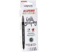 Alpino Rotuladores Color Experience 6 – Negros y grises, doble punta para caligrafía y lettering