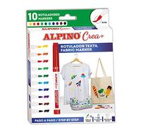 Alpino Cre 10 Rotuladores Textiles | Rotuladores para Tela | Disfruta Decorando Tu Ropa | Dibuja y Colorea Tu Prenda Favorita