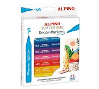 Alpino Decor Marker Color Experience - Estuche 12 Rotuladores Multisuperficie - Punta Pincel, Ideal para Manualidades y Lettering