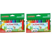 Alpino - Estuche 12 ceras de colores AlpinoTrix | Formato Triangular | Larga Duración y Resistencia | Diversidad de Colores | Creatividad sin Límites | Estuche Ceras (Paquete de 2)