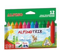 ALPINO - Estuche 12 ceras de colores AlpinoTrix | Formato Triangular | Larga Duración y Resistencia | Diversidad de Colores | Creatividad sin Límites | Estuche Ceras
