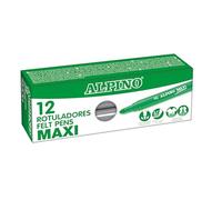 Alpino - Estuche 12 Rotuladores Maxi Gris | Rotulador Superlavable para Niños | Colores Superbrillantes Escolares | Punta Gruesa 5,7 mm | Larga Duración y Resistencia