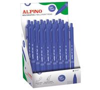 Alpino - Expositor de 24 Bolígrafos Soft Touch | Colores Variados con Agarre Antideslizante y Tacto Suave | Punta de 1 mm| Tinta Azul de Secado Rápido | Diseño Funcional