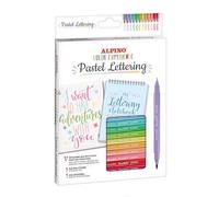 ALPINO - Kit Pastel Lettering 12 Rotuladores Dual Artist, 1 Libreta de Lettering y 1 Guía con Patrones | Diversidad de Colores | Creatividad sin Límites | Lettering creativo