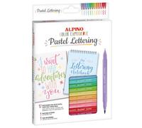 ALPINO - Kit Pastel Lettering 12 Rotuladores Dual Artist, 1 Libreta de Lettering y 1 Guía con Patrones | Diversidad de Colores | Creatividad sin Límites | Lettering creativo