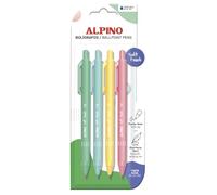 ALPINO - Set de 4 Bolígrafos Soft Touch Pastel con Tinta Azul | Agarre Antideslizante y Tacto Suave | Punta de 1 mm | Ergonómicos | Secado Rápido