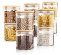 Alquiler de tarros de almacenamiento, juego de 10 recipientes de vidrio de 0,75L, fabricados en vidrio de borosilicato con tapa de bambú, herméticos, juego de 10 unidades, resistentes al calor, ecológ