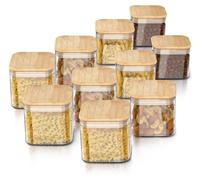 Alquiler de tarros de almacenamiento, juego de 10 recipientes de vidrio de 0,8L, fabricados en vidrio de borosilicato con tapa de bambú, herméticos, juego de 10 unidades, resistentes al calor, ecológi