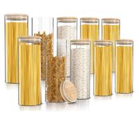 Alquiler de tarros de almacenamiento, juego de 10 recipientes de vidrio de 2,2 litros de borosilicato con tapa de bambú, herméticos, juego de 10 unidades, resistentes al calor, ecológicos, duraderos y